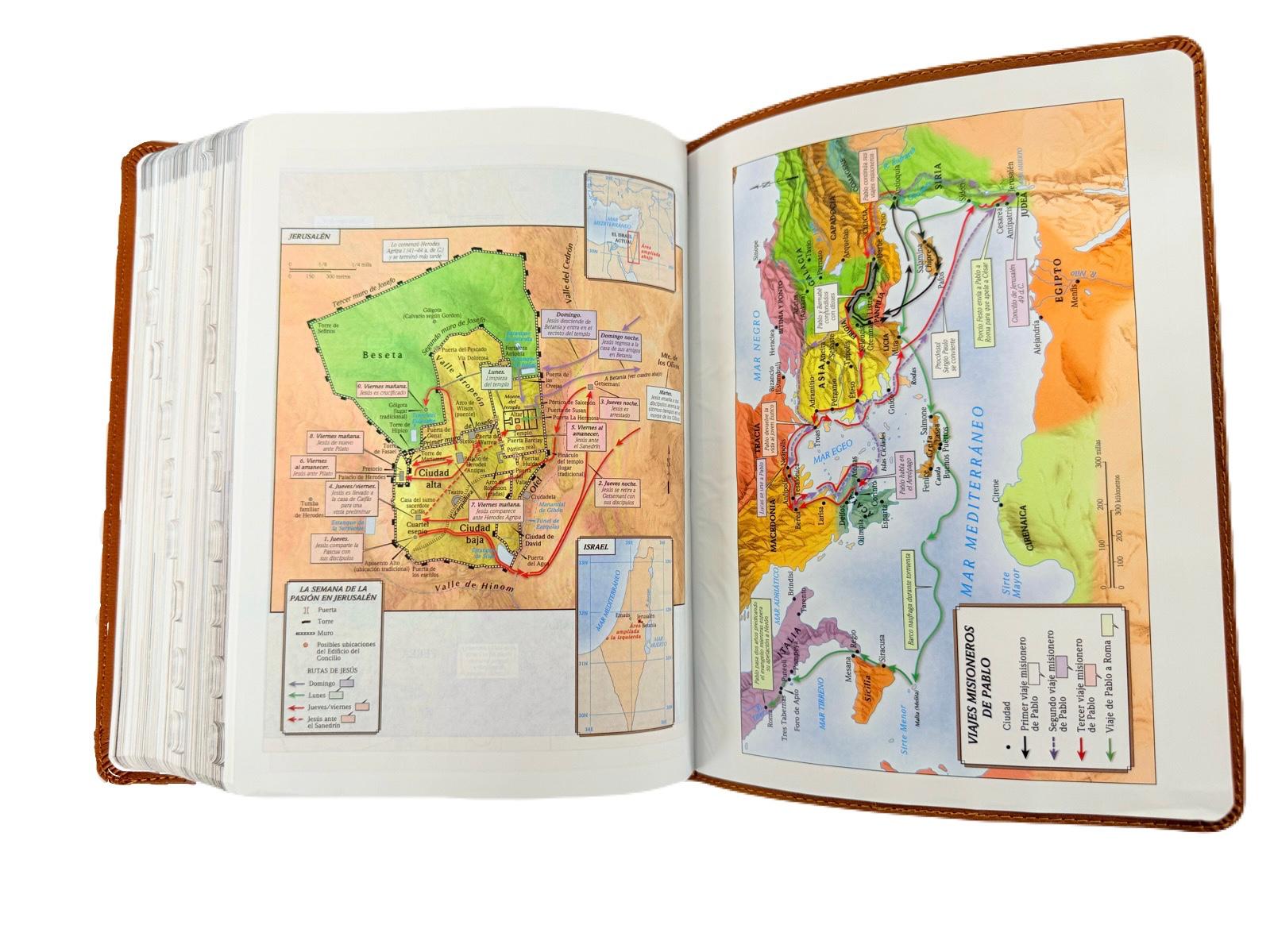 Biblia Ilustrada De La Tierra Santa Imit. Piel Café con Index RV1960 - Imagen 7